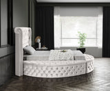 Luxus Velvet / Engineered Wood / Metal / Foam Contemporary Cream Velvet Twin Bed (3 Boxes) - 71.5" W x 93.5" D x 56" H