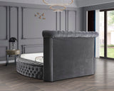 Luxus Velvet / Engineered Wood / Metal / Foam Contemporary Grey Velvet Full Bed (3 Boxes) - 87" W x 93.5" D x 56" H