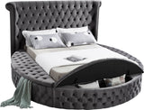 Luxus Velvet / Engineered Wood / Metal / Foam Contemporary Grey Velvet Full Bed (3 Boxes) - 87" W x 93.5" D x 56" H