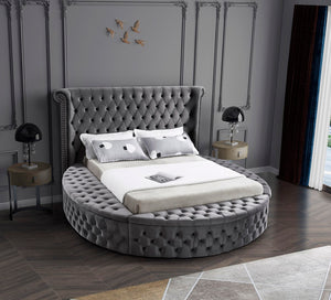 Luxus Velvet / Engineered Wood / Metal / Foam Contemporary Grey Velvet Full Bed (3 Boxes) - 87" W x 93.5" D x 56" H