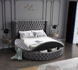 Luxus Velvet / Engineered Wood / Metal / Foam Contemporary Grey Velvet Full Bed (3 Boxes) - 87" W x 93.5" D x 56" H