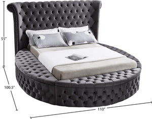 Luxus Velvet / Engineered Wood / Metal / Foam Contemporary Grey Velvet King Bed (3 Boxes) - 110" W x 100.5" D x 56" H
