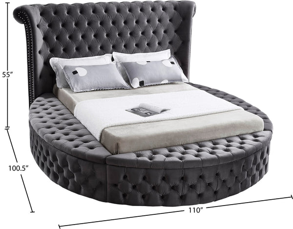 Luxus Velvet / Engineered Wood / Metal / Foam Contemporary Grey Velvet King Bed (3 Boxes) - 110" W x 100.5" D x 56" H