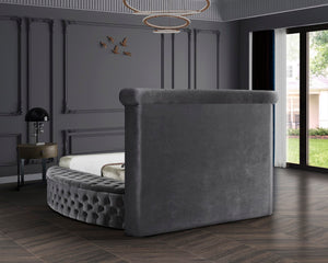 Luxus Velvet / Engineered Wood / Metal / Foam Contemporary Grey Velvet King Bed (3 Boxes) - 110" W x 100.5" D x 56" H