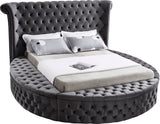 Luxus Velvet / Engineered Wood / Metal / Foam Contemporary Grey Velvet King Bed (3 Boxes) - 110" W x 100.5" D x 56" H