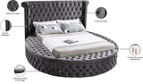 Luxus Velvet / Engineered Wood / Metal / Foam Contemporary Grey Velvet Queen Bed (3 Boxes) - 93.75" W x 100.5" D x 56" H