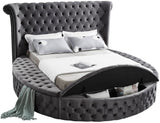 Luxus Velvet / Engineered Wood / Metal / Foam Contemporary Grey Velvet Queen Bed (3 Boxes) - 93.75" W x 100.5" D x 56" H