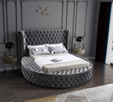 Luxus Velvet / Engineered Wood / Metal / Foam Contemporary Grey Velvet Queen Bed (3 Boxes) - 93.75" W x 100.5" D x 56" H