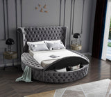 Luxus Velvet / Engineered Wood / Metal / Foam Contemporary Grey Velvet Queen Bed (3 Boxes) - 93.75" W x 100.5" D x 56" H