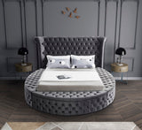 Luxus Velvet / Engineered Wood / Metal / Foam Contemporary Grey Velvet Queen Bed (3 Boxes) - 93.75" W x 100.5" D x 56" H
