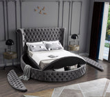 Luxus Velvet / Engineered Wood / Metal / Foam Contemporary Grey Velvet Queen Bed (3 Boxes) - 93.75" W x 100.5" D x 56" H