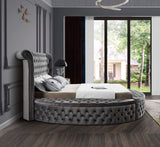 Luxus Velvet / Engineered Wood / Metal / Foam Contemporary Grey Velvet Queen Bed (3 Boxes) - 93.75" W x 100.5" D x 56" H