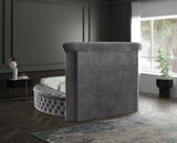 Luxus Velvet / Engineered Wood / Metal / Foam Contemporary Grey Velvet Twin Bed (3 Boxes) - 71.5" W x 93.5" D x 56" H