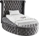 Luxus Velvet / Engineered Wood / Metal / Foam Contemporary Grey Velvet Twin Bed (3 Boxes) - 71.5" W x 93.5" D x 56" H