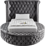 Luxus Velvet / Engineered Wood / Metal / Foam Contemporary Grey Velvet Twin Bed (3 Boxes) - 71.5" W x 93.5" D x 56" H