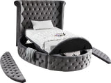 Luxus Velvet / Engineered Wood / Metal / Foam Contemporary Grey Velvet Twin Bed (3 Boxes) - 71.5" W x 93.5" D x 56" H