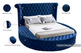 Luxus Velvet / Engineered Wood / Metal / Foam Contemporary Navy Velvet Full Bed (3 Boxes) - 87" W x 93.5" D x 56" H