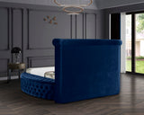 Luxus Velvet / Engineered Wood / Metal / Foam Contemporary Navy Velvet Full Bed (3 Boxes) - 87" W x 93.5" D x 56" H