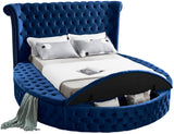 Luxus Velvet / Engineered Wood / Metal / Foam Contemporary Navy Velvet Full Bed (3 Boxes) - 87" W x 93.5" D x 56" H