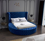 Luxus Velvet / Engineered Wood / Metal / Foam Contemporary Navy Velvet Full Bed (3 Boxes) - 87" W x 93.5" D x 56" H