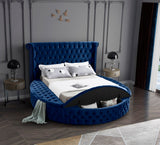 Luxus Velvet / Engineered Wood / Metal / Foam Contemporary Navy Velvet Full Bed (3 Boxes) - 87" W x 93.5" D x 56" H