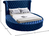 Luxus Velvet / Engineered Wood / Metal / Foam Contemporary Navy Velvet King Bed (3 Boxes) - 110" W x 100.5" D x 56" H