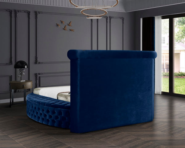 Luxus Velvet / Engineered Wood / Metal / Foam Contemporary Navy Velvet King Bed (3 Boxes) - 110" W x 100.5" D x 56" H