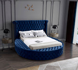 Luxus Velvet / Engineered Wood / Metal / Foam Contemporary Navy Velvet King Bed (3 Boxes) - 110" W x 100.5" D x 56" H