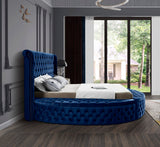 Luxus Velvet / Engineered Wood / Metal / Foam Contemporary Navy Velvet King Bed (3 Boxes) - 110" W x 100.5" D x 56" H