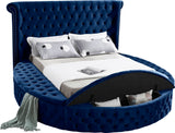 Luxus Velvet / Engineered Wood / Metal / Foam Contemporary Navy Velvet Queen Bed (3 Boxes) - 93.75" W x 100.5" D x 56" H