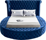Luxus Velvet / Engineered Wood / Metal / Foam Contemporary Navy Velvet Queen Bed (3 Boxes) - 93.75" W x 100.5" D x 56" H
