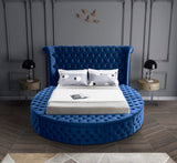 Luxus Velvet / Engineered Wood / Metal / Foam Contemporary Navy Velvet Queen Bed (3 Boxes) - 93.75" W x 100.5" D x 56" H