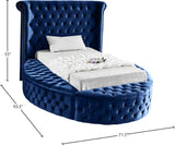 Luxus Velvet / Engineered Wood / Metal / Foam Contemporary Navy Velvet Twin Bed (3 Boxes) - 71.5" W x 93.5" D x 56" H