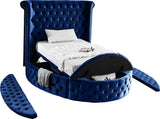 Luxus Velvet / Engineered Wood / Metal / Foam Contemporary Navy Velvet Twin Bed (3 Boxes) - 71.5" W x 93.5" D x 56" H
