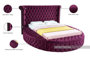 Luxus Velvet / Engineered Wood / Metal / Foam Contemporary Purple Velvet Full Bed - 87" W x 93.5" D x 56" H