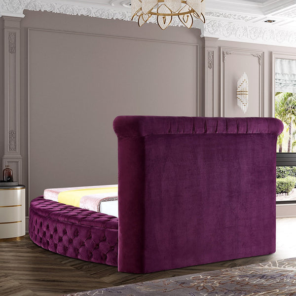 Luxus Velvet / Engineered Wood / Metal / Foam Contemporary Purple Velvet King Bed - 110" W x 100.5" D x 56" H