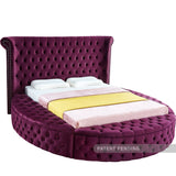 Luxus Velvet / Engineered Wood / Metal / Foam Contemporary Purple Velvet King Bed - 110" W x 100.5" D x 56" H