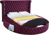 Luxus Velvet / Engineered Wood / Metal / Foam Contemporary Purple Velvet King Bed - 110" W x 100.5" D x 56" H
