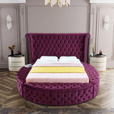 Luxus Velvet / Engineered Wood / Metal / Foam Contemporary Purple Velvet King Bed - 110" W x 100.5" D x 56" H