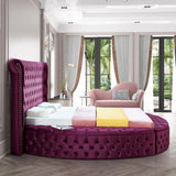 Luxus Velvet / Engineered Wood / Metal / Foam Contemporary Purple Velvet King Bed - 110" W x 100.5" D x 56" H