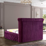 Luxus Velvet / Engineered Wood / Metal / Foam Contemporary Purple Velvet Queen Bed - 93.75" W x 100.5" D x 56" H