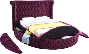 Luxus Velvet / Engineered Wood / Metal / Foam Contemporary Purple Velvet Queen Bed - 93.75" W x 100.5" D x 56" H