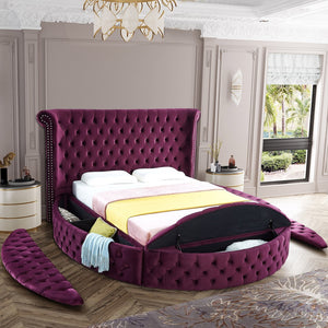 Luxus Velvet / Engineered Wood / Metal / Foam Contemporary Purple Velvet Queen Bed - 93.75" W x 100.5" D x 56" H