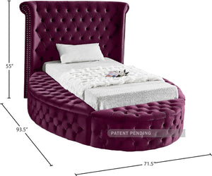 Luxus Velvet / Engineered Wood / Metal / Foam Contemporary Purple Velvet Twin Bed - 71.5" W x 93.5" D x 56" H