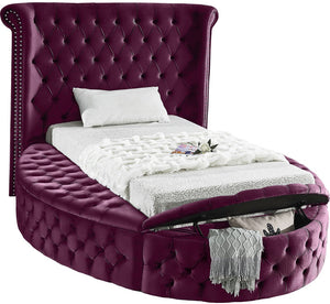 Luxus Velvet / Engineered Wood / Metal / Foam Contemporary Purple Velvet Twin Bed - 71.5" W x 93.5" D x 56" H