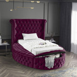 Luxus Velvet / Engineered Wood / Metal / Foam Contemporary Purple Velvet Twin Bed - 71.5" W x 93.5" D x 56" H