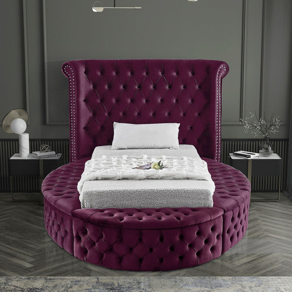 Luxus Velvet / Engineered Wood / Metal / Foam Contemporary Purple Velvet Twin Bed - 71.5" W x 93.5" D x 56" H