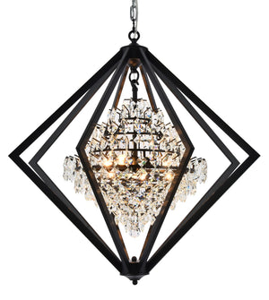 Bethel Black Chandelier in Metal & Crystal