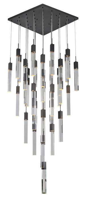 Bethel Matte Black Chandelier in Metal & Crystal