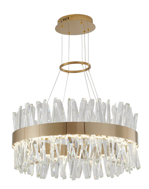 Bethel Gold LED Chandelier in Stainless Steel & Crystal